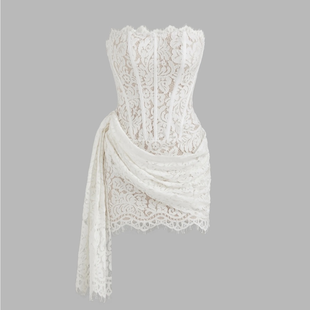 Cider White Lace Mini Dress